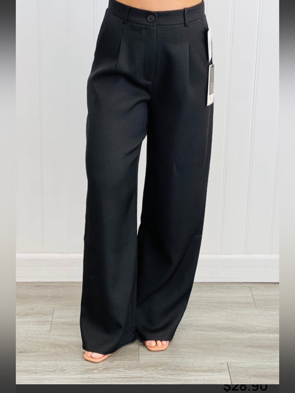 Have L/Straight-Leg Black Textured Weave Pants Minimalist Boho Coastal NWOT